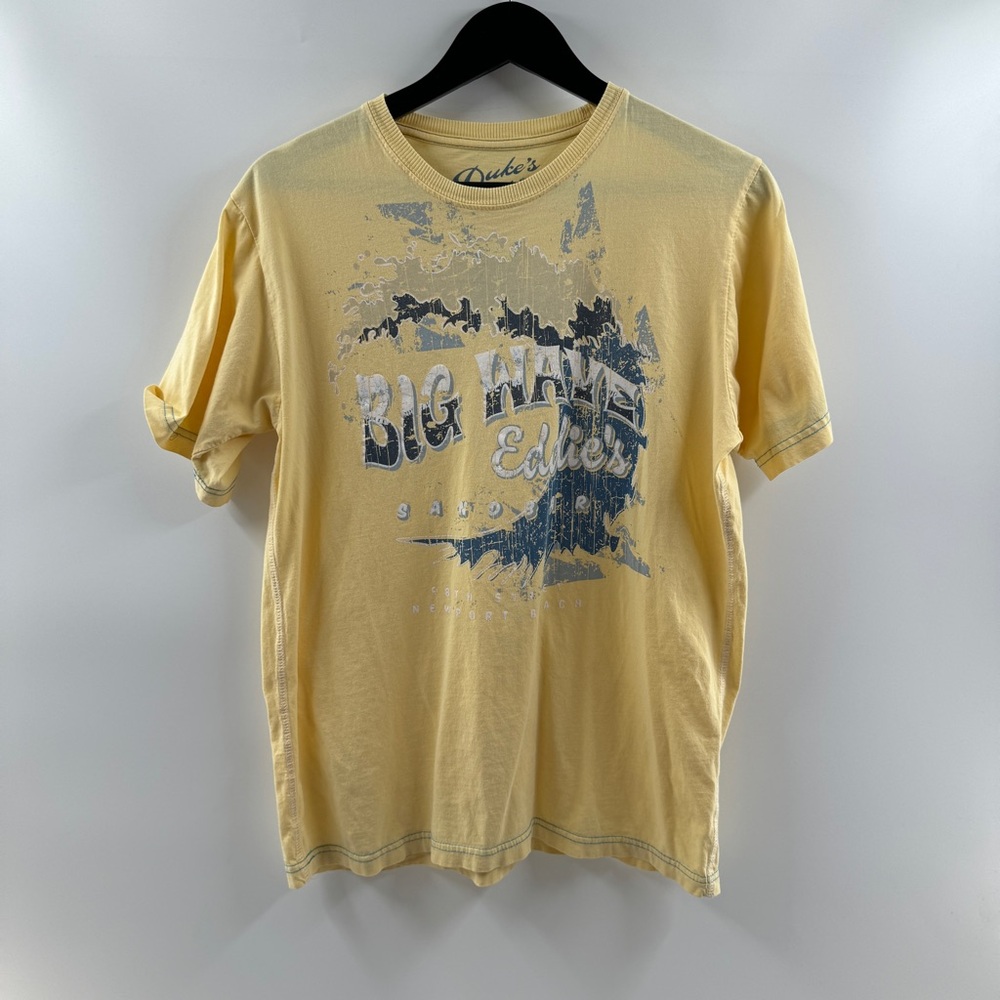Big Wave Eddie’s Sand Bar Yellow Graphic Tee Men’s Size Small 100% Cotton